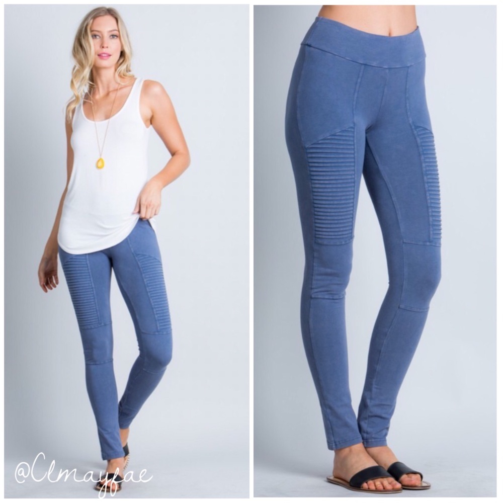 ๐{LAST1} Moto Legging Mineral Wash - Blue - Picture 2 of 3